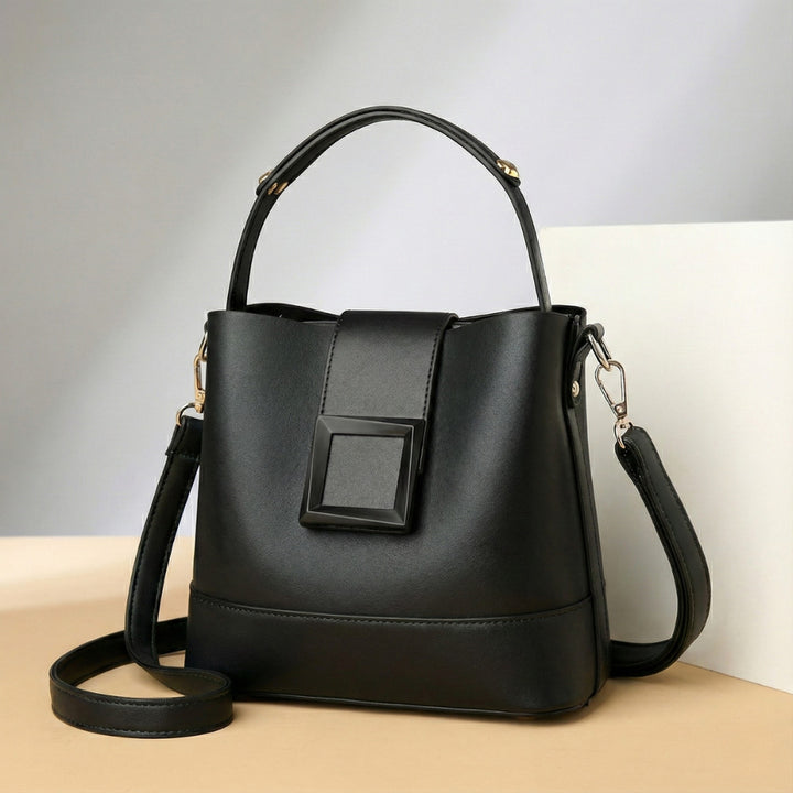 Women's Leather Crossbody Bag – Structured Top Handle Style – view 3