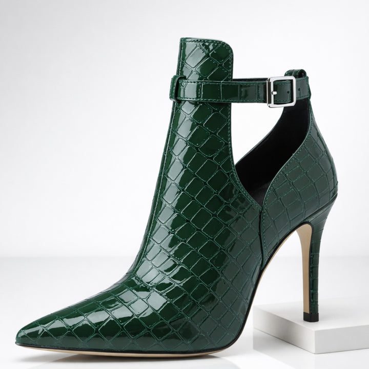 Women's Croc-Embossed Stiletto Ankle Boots – Pointed Toe – view 2