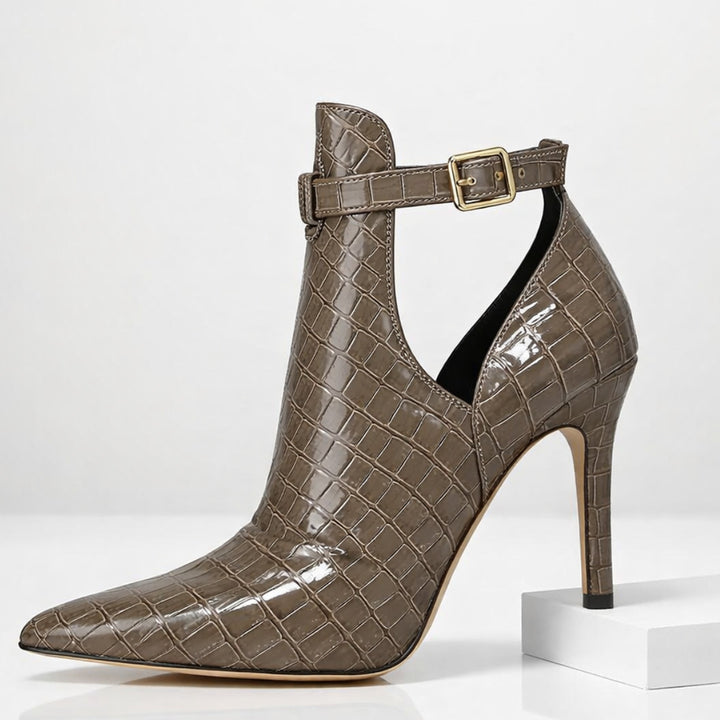 Women's Croc-Embossed Stiletto Ankle Boots – Pointed Toe – view 4
