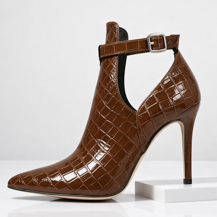Women's Croc-Embossed Stiletto Ankle Boots – Pointed Toe – view 3