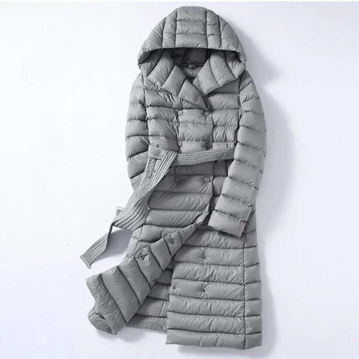 Women's Down Quilted Trench Coat – Belted Mid-Calf Warmth – view 2