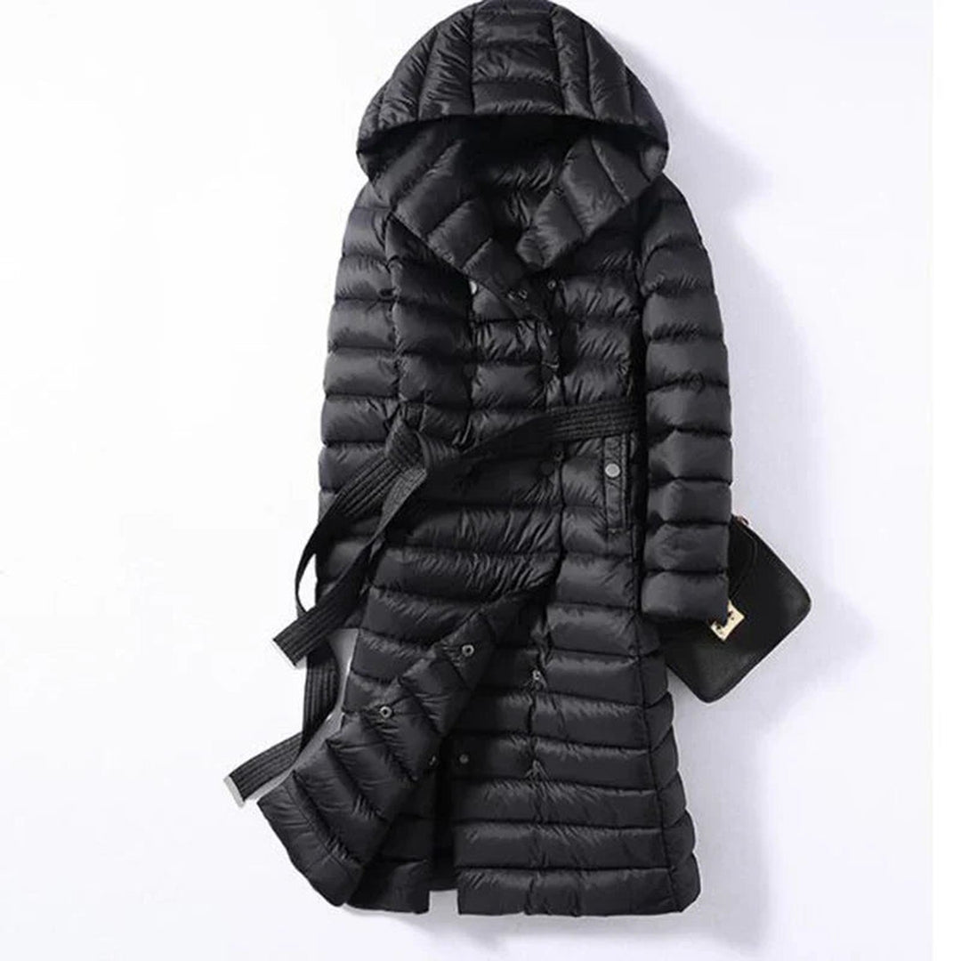 Women's Down Quilted Trench Coat – Belted Mid-Calf Warmth – view 4