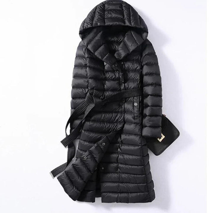 Women's Down Quilted Trench Coat – Belted Mid-Calf Warmth – view 4