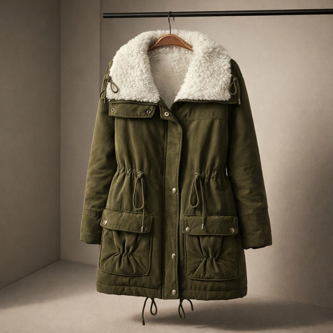 Women's Fleece-Lined Parka Jacket – Drawstring Waist Warmth – view 2