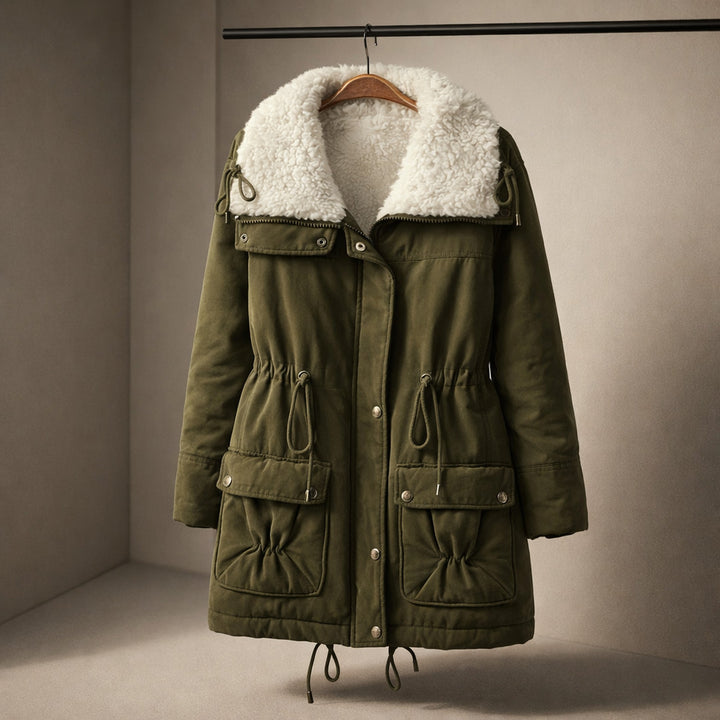 Women's Fleece-Lined Parka Jacket – Drawstring Waist Warmth – view 2