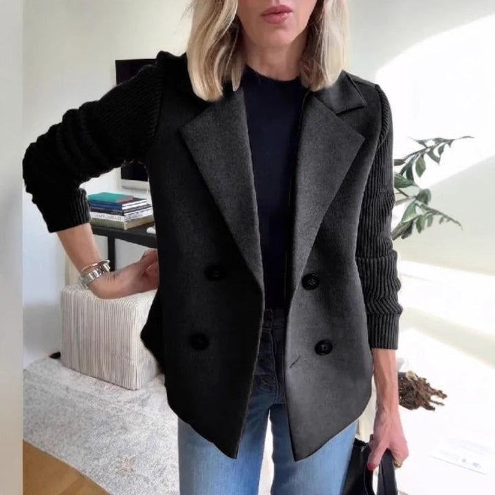 Women's Knit-Sleeve Blazer – Double-Breasted Smart-Casual Jacket – view 5