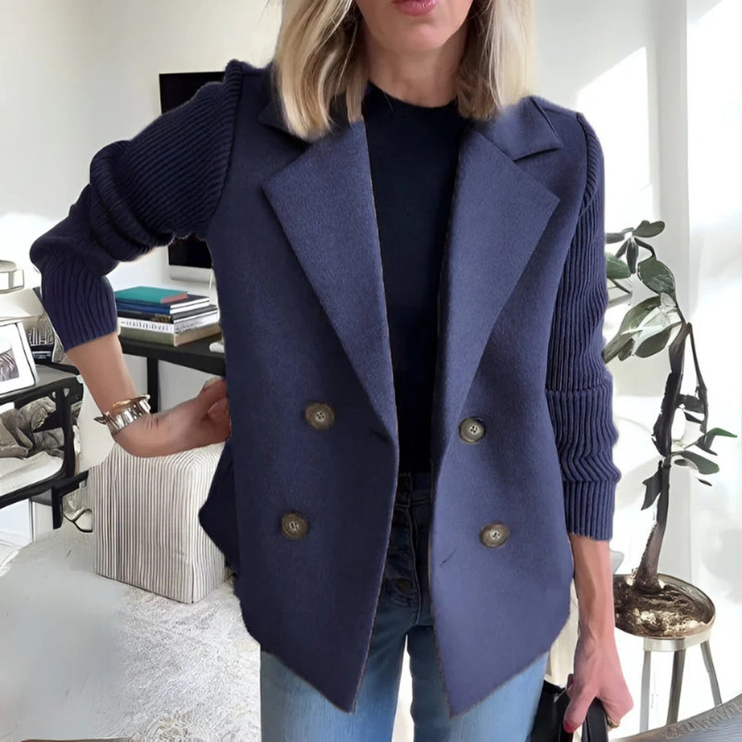 Women's Knit-Sleeve Blazer – Double-Breasted Smart-Casual Jacket – view 6