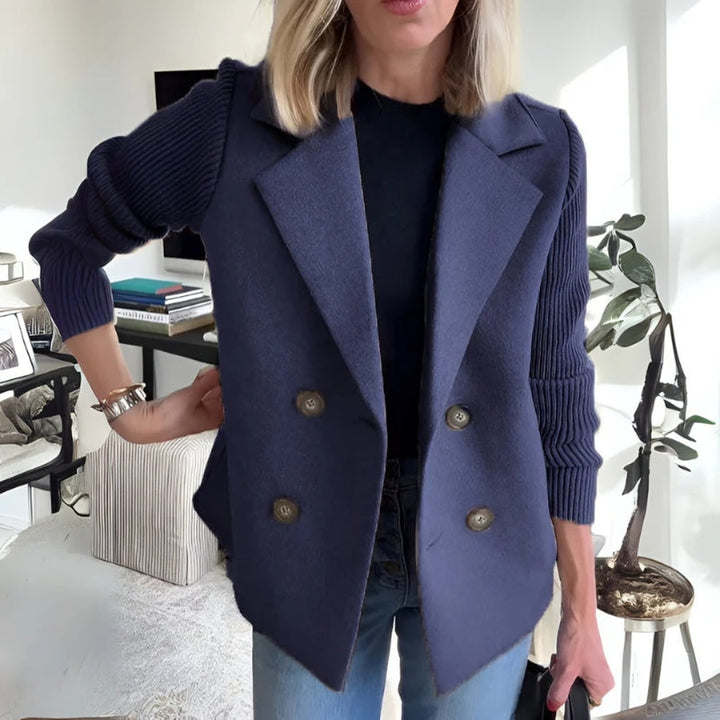 Women's Knit-Sleeve Blazer – Double-Breasted Smart-Casual Jacket – view 6