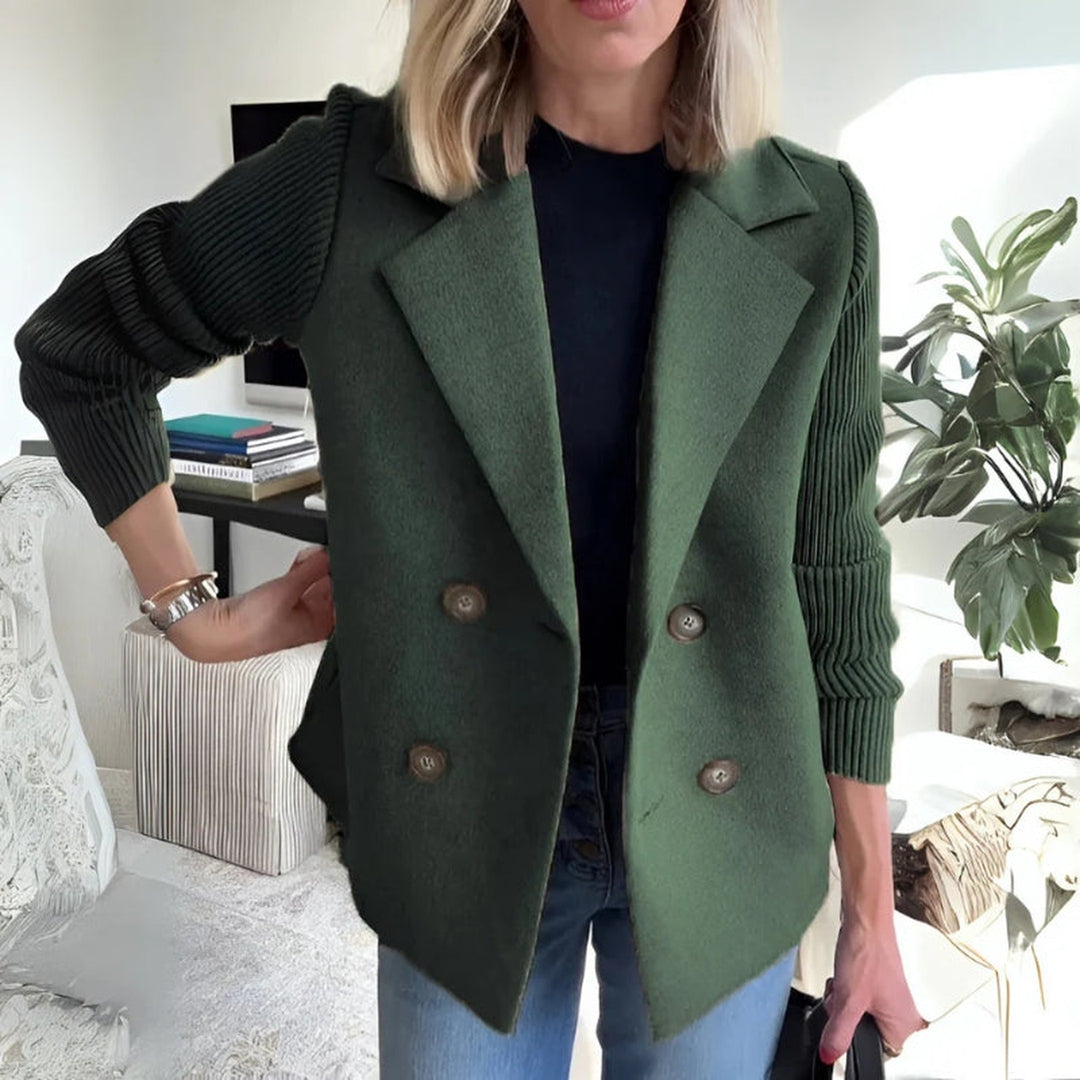 Women's Knit-Sleeve Blazer – Double-Breasted Smart-Casual Jacket – view 7
