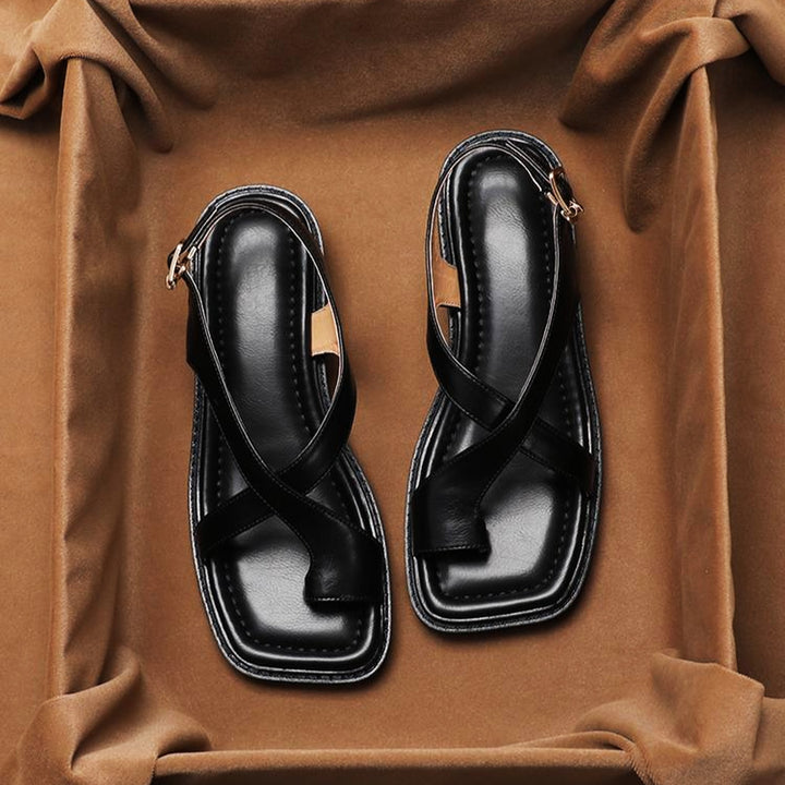 Women's Italian Leather Sandals – Cushioned Low Heel Comfort – view 5