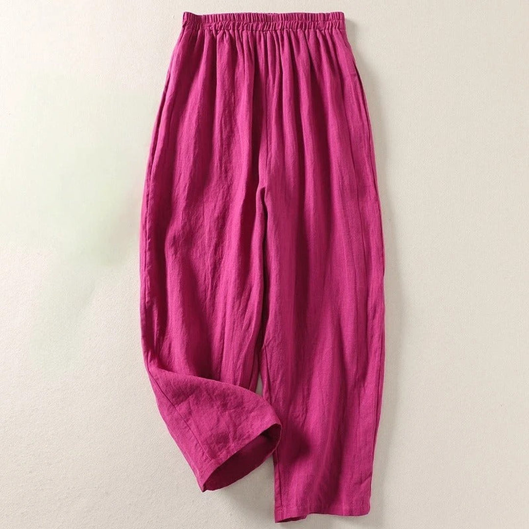 Women's Relaxed Linen Trousers – Breathable Elasticated Waist – view 4