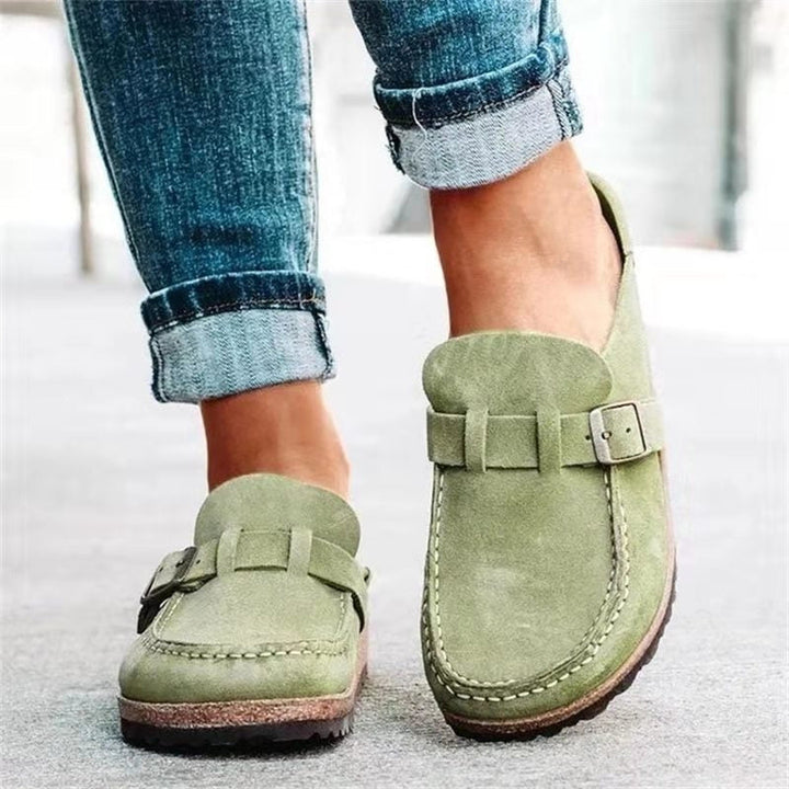 Women's Suede Orthopaedic Loafers – Cushioned Buckle Comfort