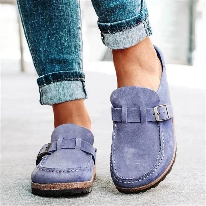 Women's Suede Orthopaedic Loafers – Cushioned Buckle Comfort