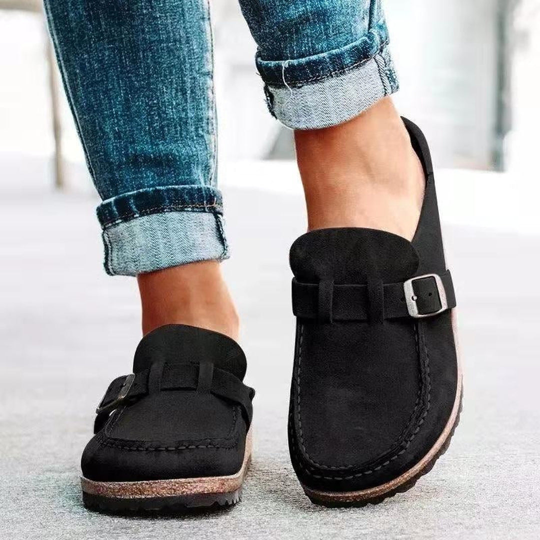 Women's Suede Orthopaedic Loafers – Cushioned Buckle Comfort