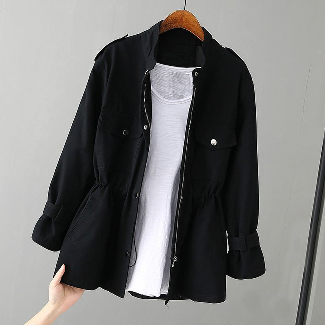 Women's Water-Resistant Utility Jacket – Cinched Waist Design