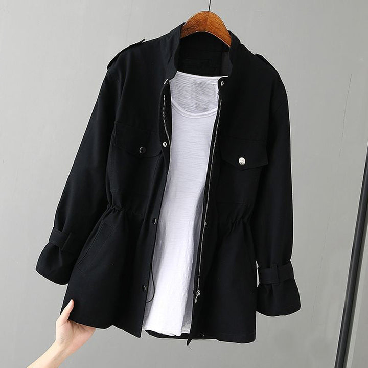 Women's Water-Resistant Utility Jacket – Cinched Waist Design