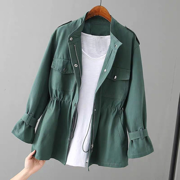 Women's Water-Resistant Utility Jacket – Cinched Waist Design