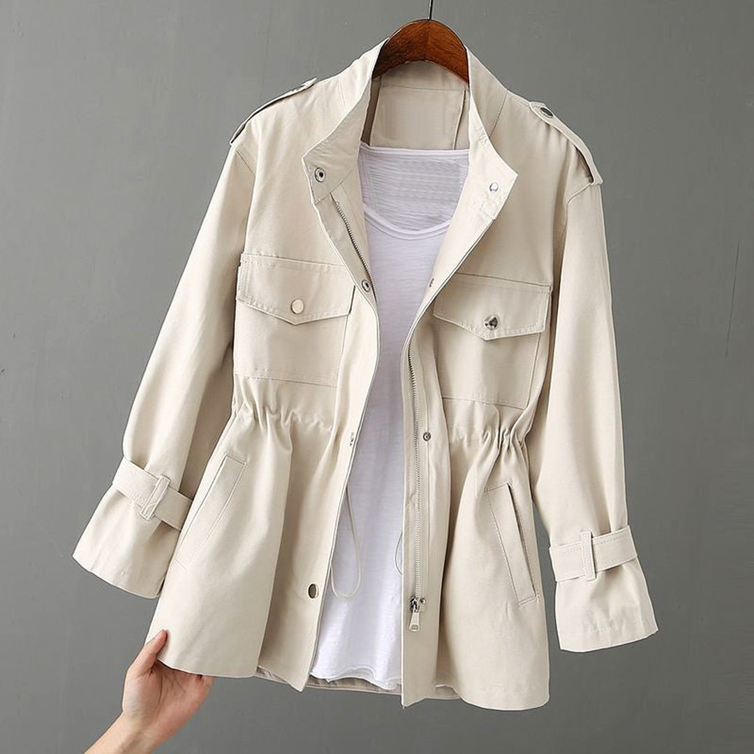 Women's Water-Resistant Utility Jacket – Cinched Waist Design