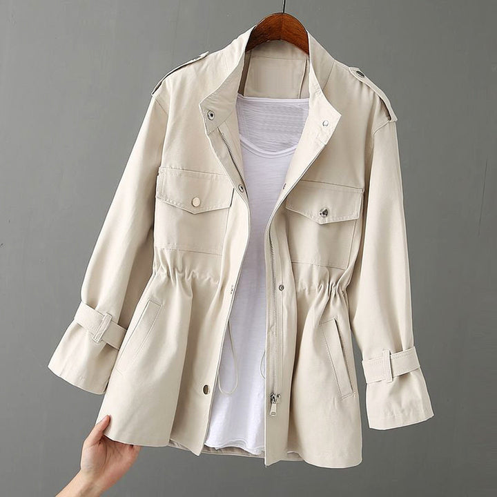 Women's Water-Resistant Utility Jacket – Cinched Waist Design