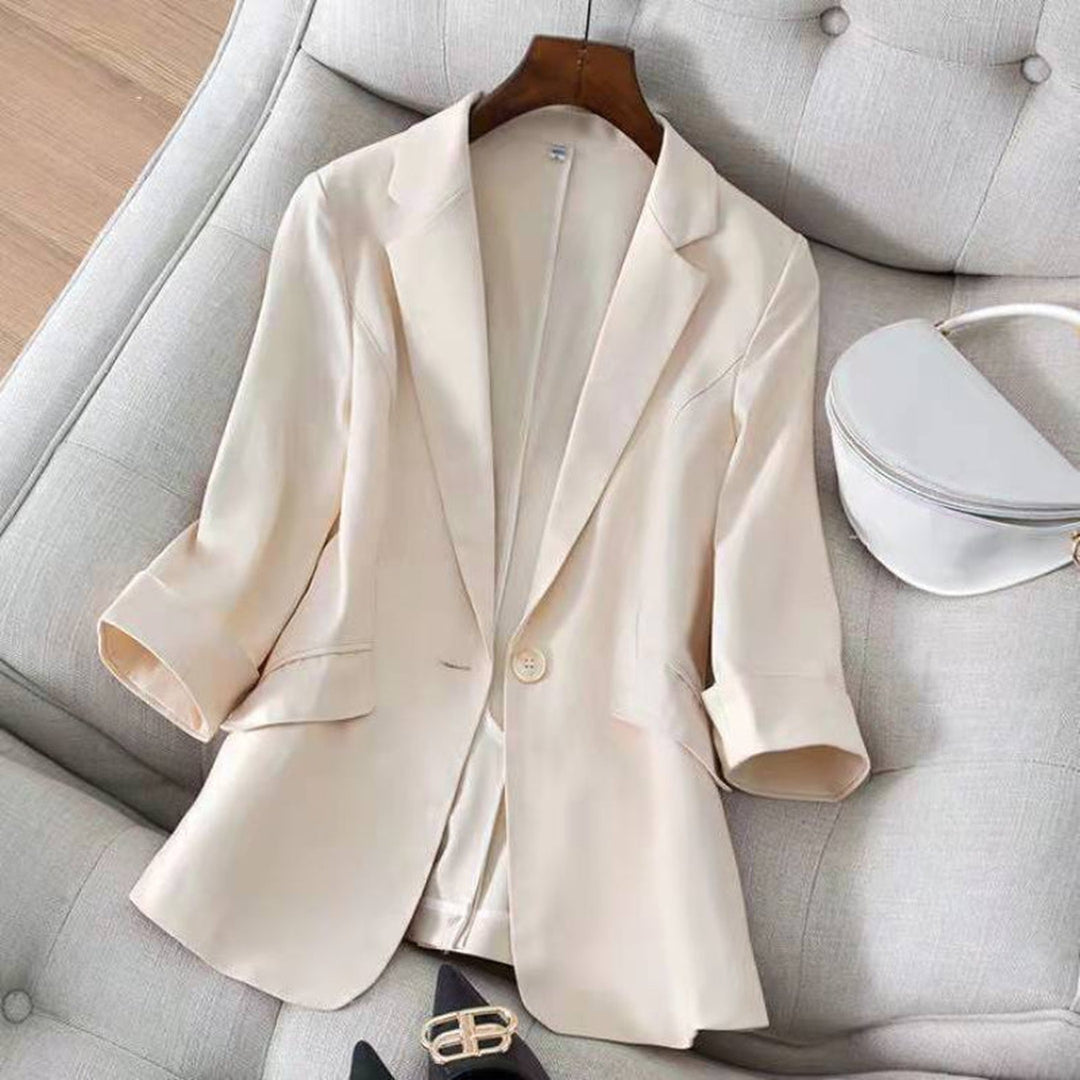 Women's Linen Blazer – Tailored Notch Lapel for Work & Weekend