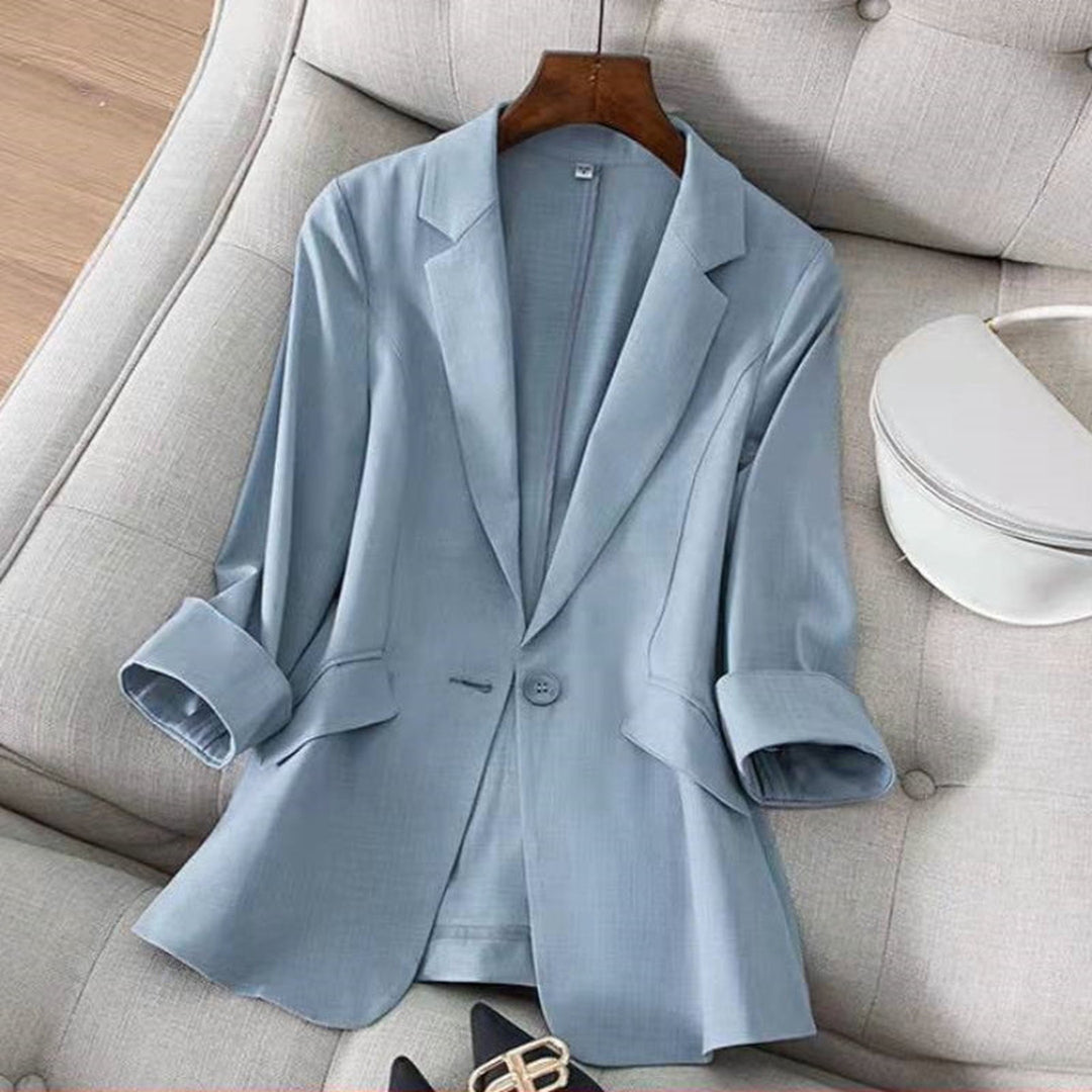 Women's Linen Blazer – Tailored Notch Lapel for Work & Weekend
