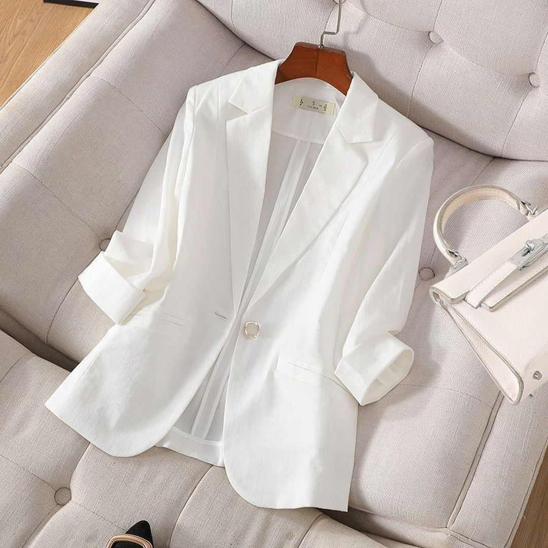 "Women's Linen Blazer – Single-Button Tailoring, Work to Weekend"