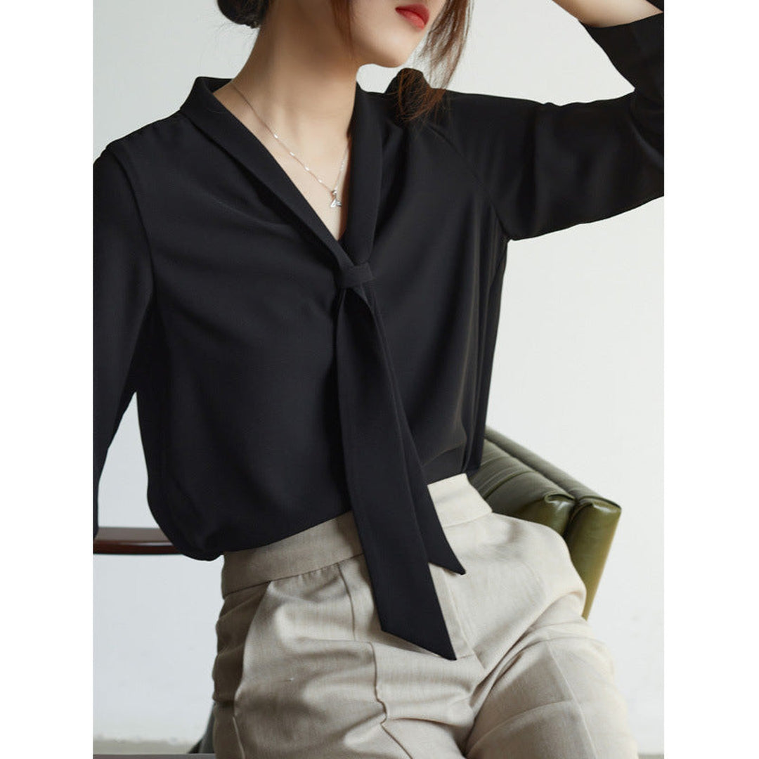 Women's Chiffon Tie-Neck Blouse – Amelie Lightweight Top