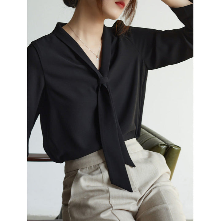 Women's Chiffon Tie-Neck Blouse – Amelie Lightweight Top