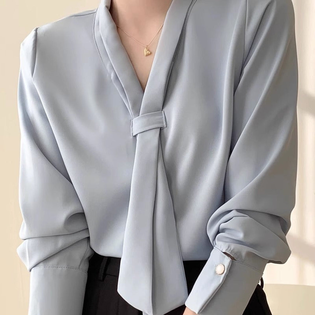 Women's Chiffon Tie-Neck Blouse – Amelie Lightweight Top