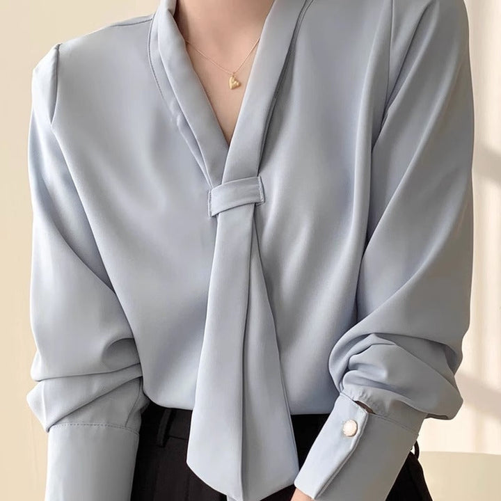 Women's Chiffon Tie-Neck Blouse – Amelie Lightweight Top