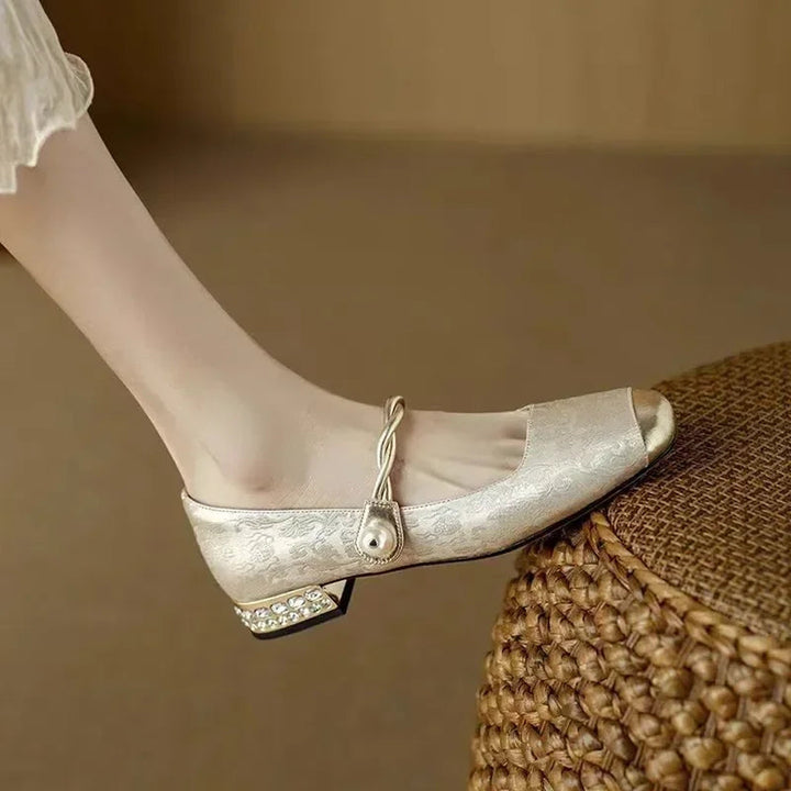 Women's Pearl Strap Pumps – Verona Embellished Low Heel Shoes