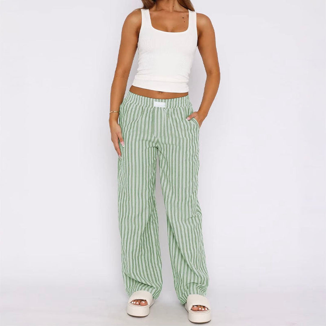 Women's Striped Relaxed Trousers – Riviera High-Rise Pull-On