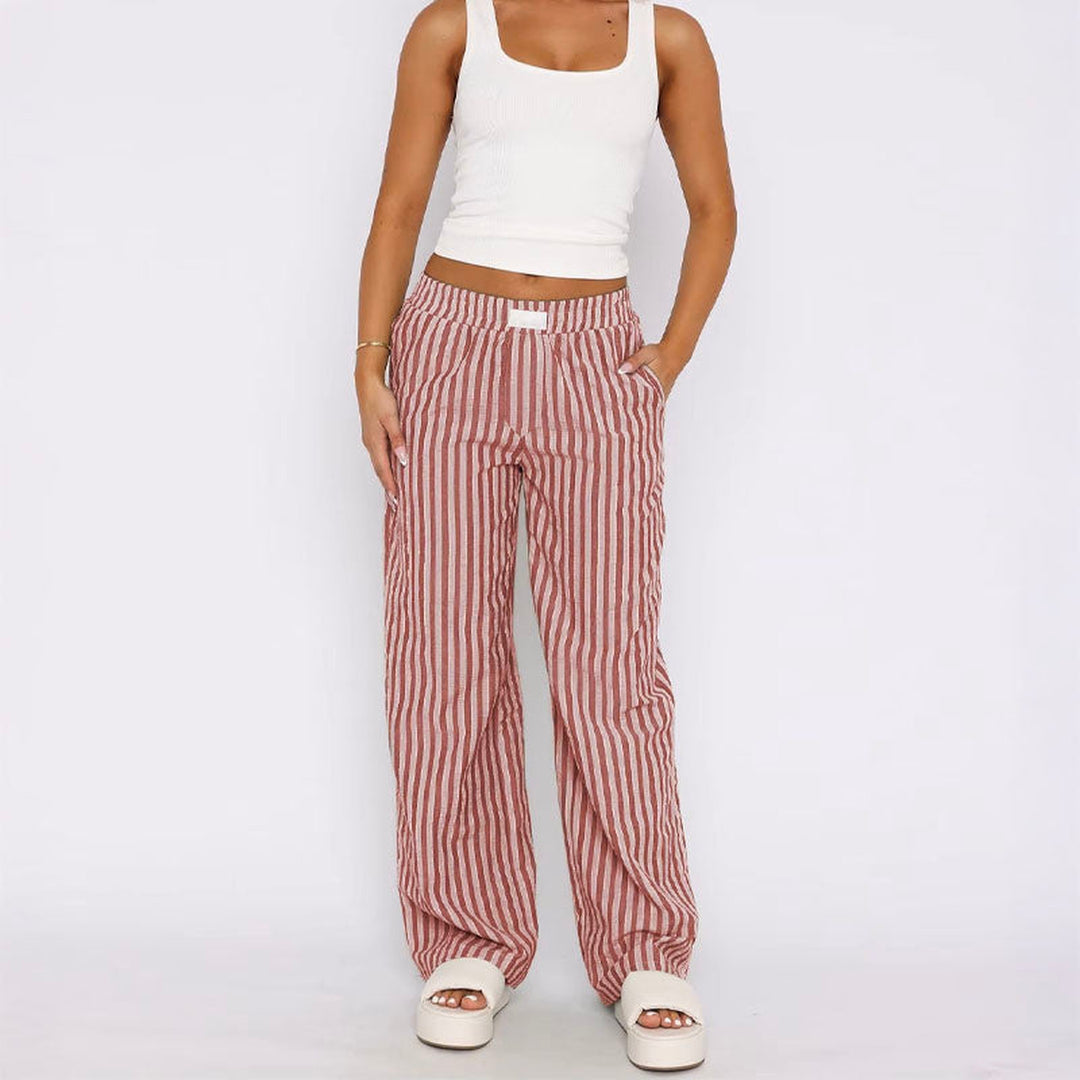 Women's Striped Relaxed Trousers – Riviera High-Rise Pull-On