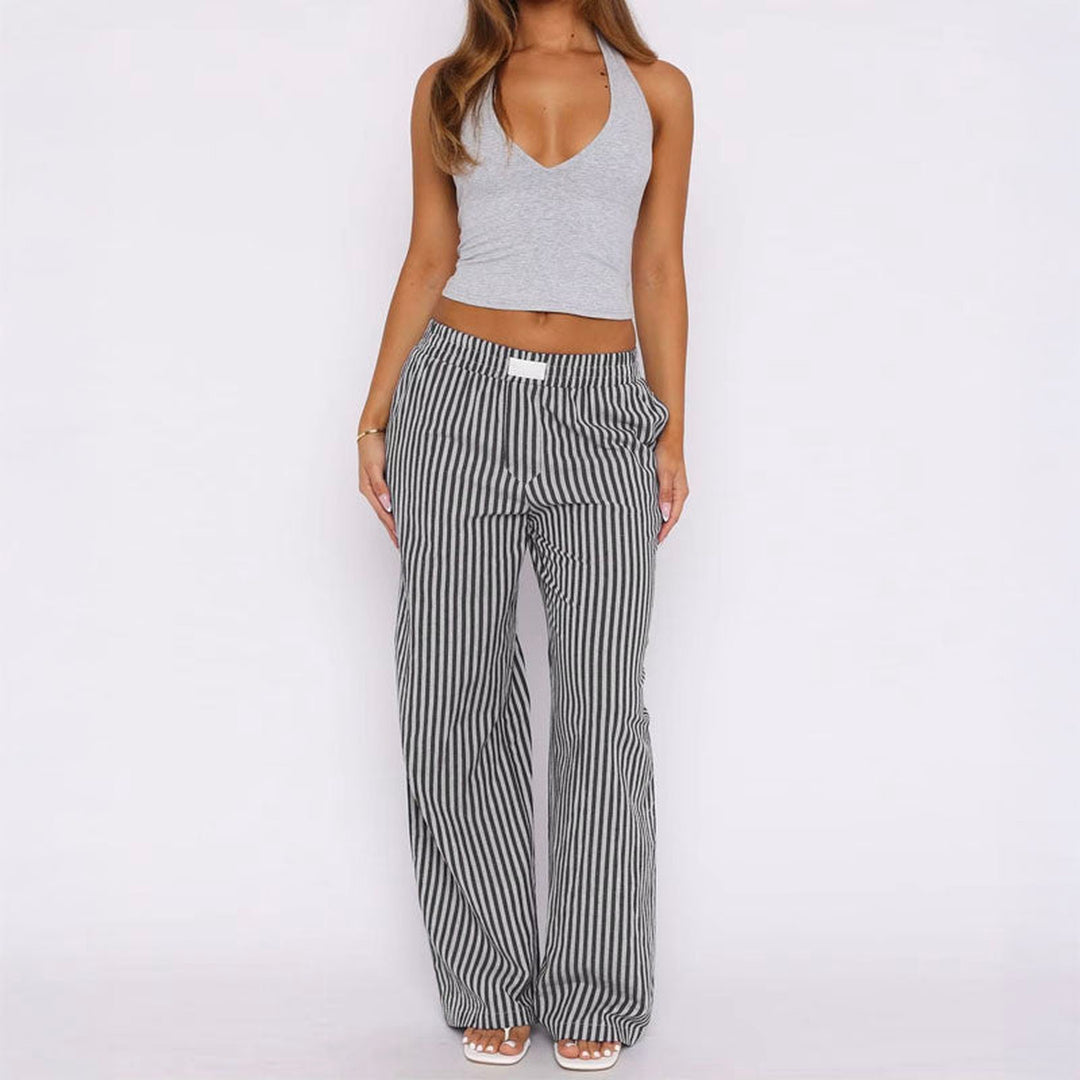 Women's Striped Relaxed Trousers – Riviera High-Rise Pull-On