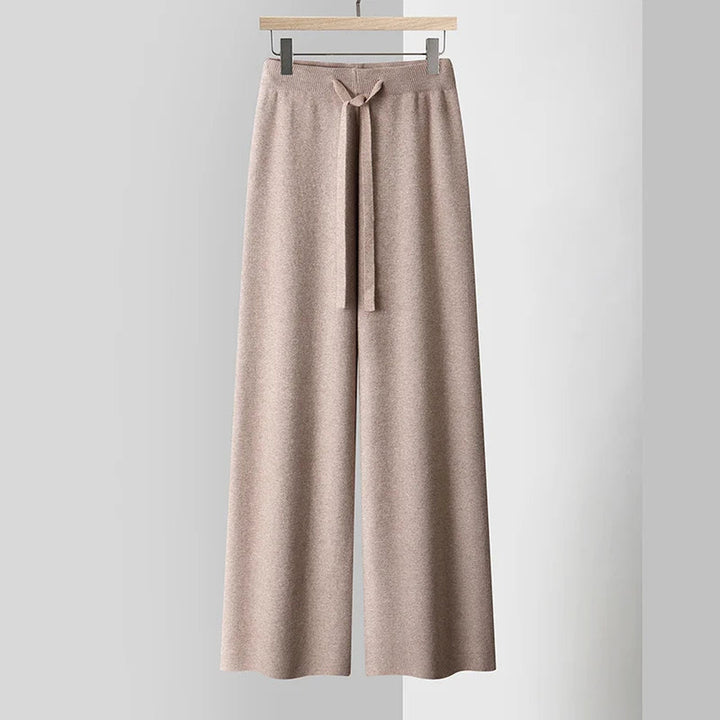 Women's Cashmere-Blend Wide-Leg Knit Trousers – Soft Lounge Luxury