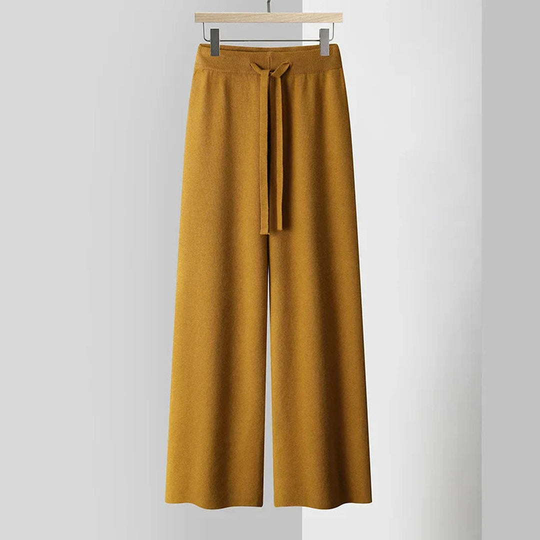 Women's Cashmere-Blend Wide-Leg Knit Trousers – Soft Lounge Luxury