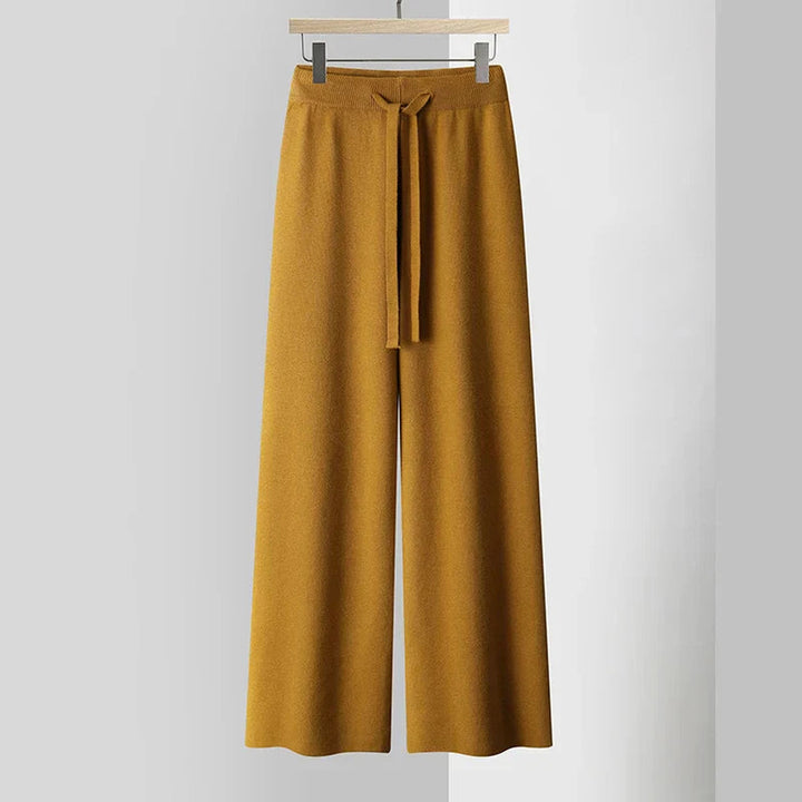 Women's Cashmere-Blend Wide-Leg Knit Trousers – Soft Lounge Luxury