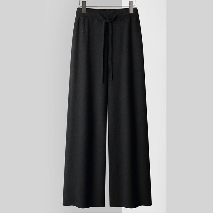 Women's Cashmere-Blend Wide-Leg Knit Trousers – Soft Lounge Luxury
