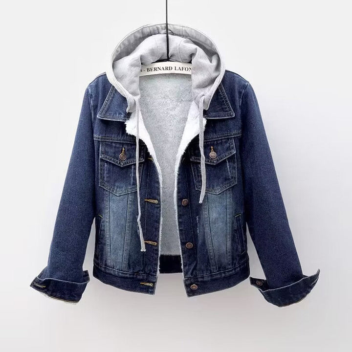 Women's Sherpa-Lined Denim Jacket – Hooded Trucker for Cold Days