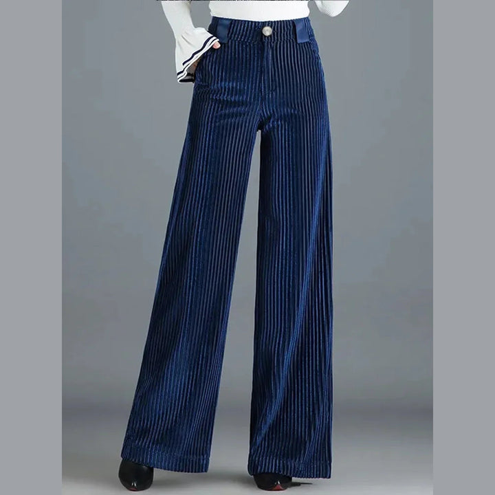 Women's Corduroy Palazzo Trousers – High-Rise '70s Wide-Leg Flare