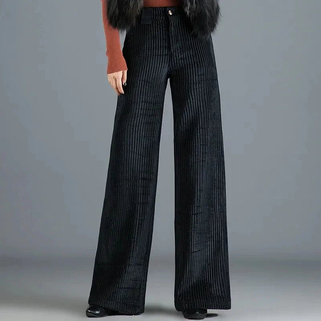Women's Corduroy Palazzo Trousers – High-Rise '70s Wide-Leg Flare