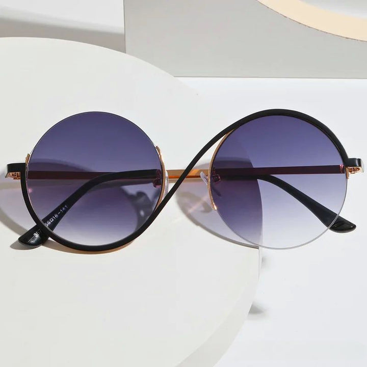 "Women's Round Metal Sunglasses – Retro Gradient Lenses, UV Protection"