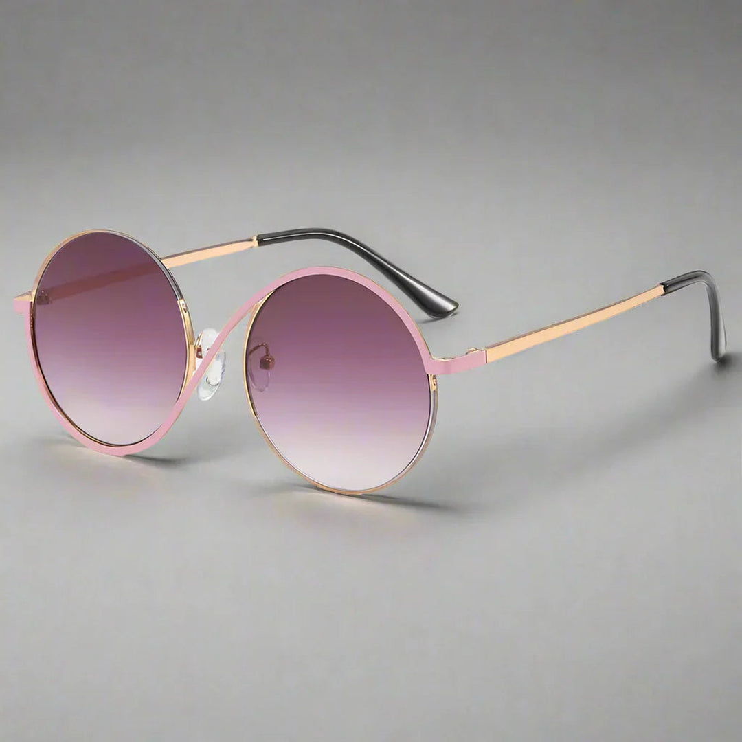 "Women's Round Metal Sunglasses – Retro Gradient Lenses, UV Protection"