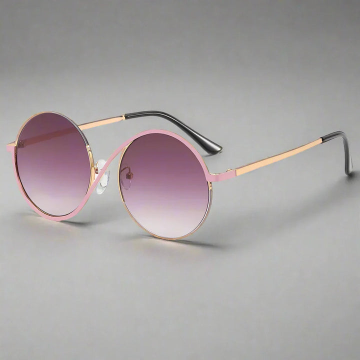 "Women's Round Metal Sunglasses – Retro Gradient Lenses, UV Protection"