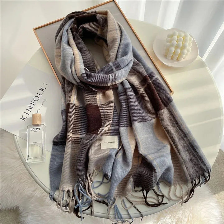 Women's Cashmere-Blend Plaid Scarf – Lightweight Winter Layer