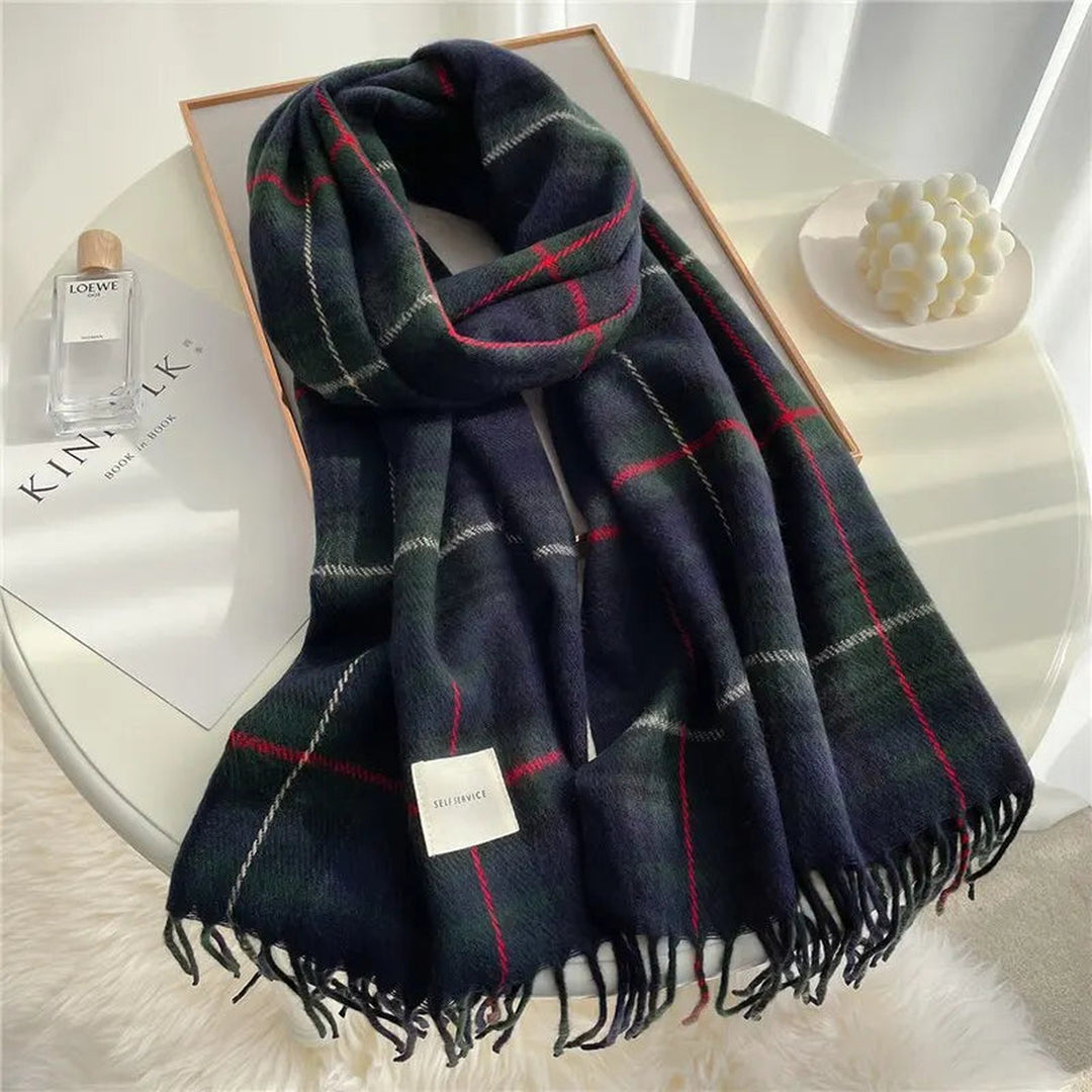 Women's Cashmere-Blend Plaid Scarf – Lightweight Winter Layer