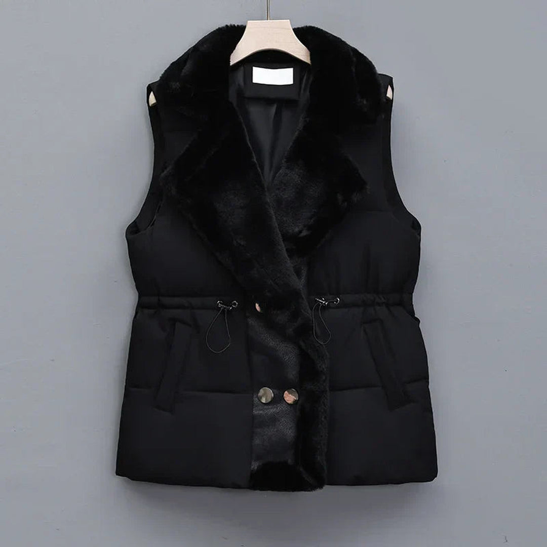 Women's Padded Gilet with Faux Fur Collar – Warm Layering Vest