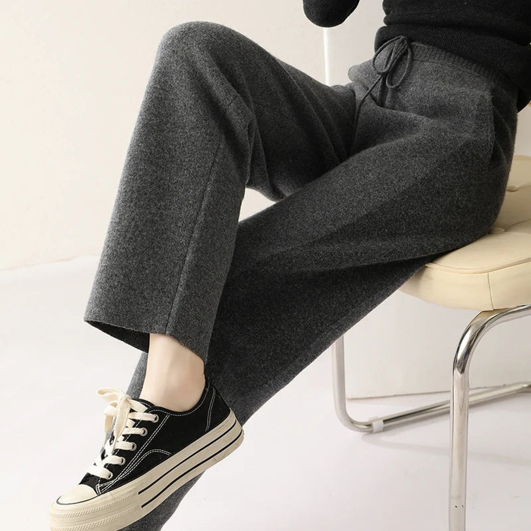 Women's 100% Wool Wide-Leg Trousers – Cosy Drawstring Waist – view 4