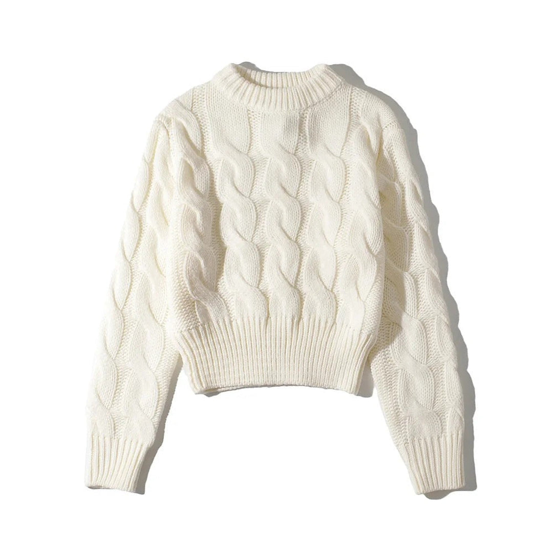Women's Soft Cropped Knit Jumper – Easy Layering Essential – Beige