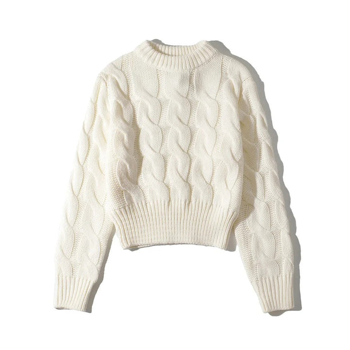 Women's Soft Cropped Knit Jumper – Easy Layering Essential – Beige